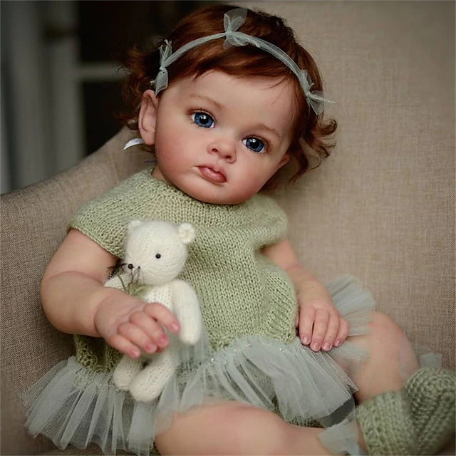 24 inch Reborn Baby Doll Finished Reborn Toddler Girl Doll Tutti Hand Paint Doll High Quality 3D skin multiple Layers Painting Visible Veins for Christmas Gifts 20