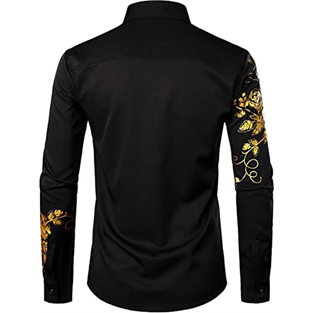 Mens Clothing Mens Shirts | Mens Shirt Floral Turndown Party Daily Button-Down Long Sleeve Tops Casual Fashion Comfortable White