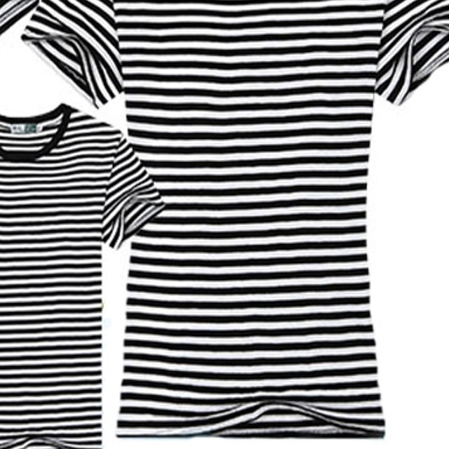 Baby & Kids Matching Outfits | Family Look T shirt Family Sets Striped Street Black Short Sleeve Active Matching Outfits - JM312