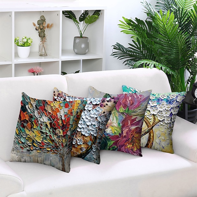 Home & Garden Home Decor | Cushion Cover 4PC Linen Soft Decorative Square Throw Pillow Cover Cushion Case Pillowcase for Sofa Be