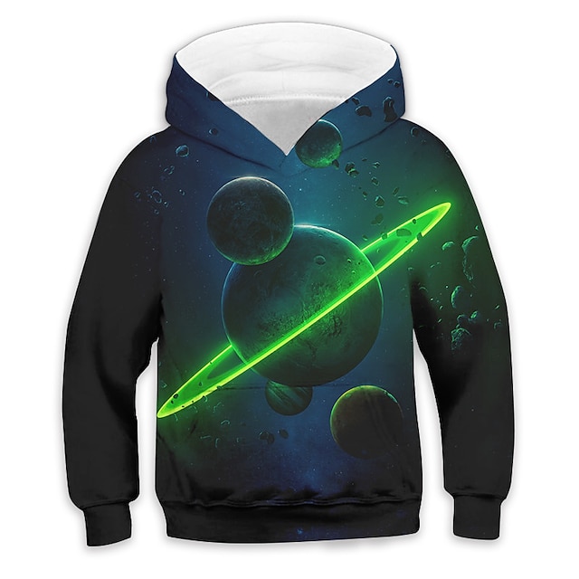 Baby & Kids Boys Clothing | Kids Boys Hoodie Long Sleeve 3D Print Galaxy Pocket Blue Children Tops Fall Spring Active Fashion Da