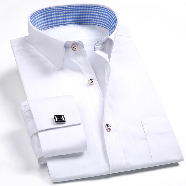 Men's Dress Shirt Button Up Shirt French Cuff Shirt Collared Shirt ...