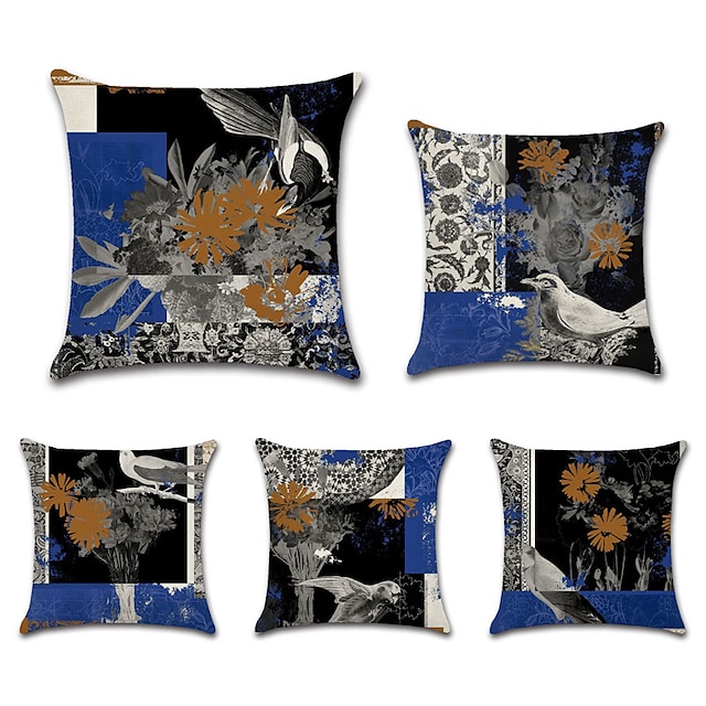 Home & Garden Home Decor | Vintage Floral Double Side Cushion Cover 5PC Soft Decorative Square Throw Pillow Cover Cushion Case P