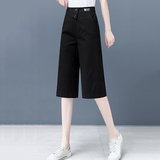 Womens Clothing Womens Bottoms | Womens Fashion Chinos Capri shorts Wide Leg Side Pockets Calf-Length Pants Casual Weekend Inela