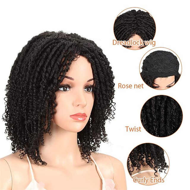 Beauty & Hair Wigs & Hair Pieces | Short Synthetic Wigs For Black Women 14 inch High Temperature Fiber Dreadlock Ombre Burg Croc