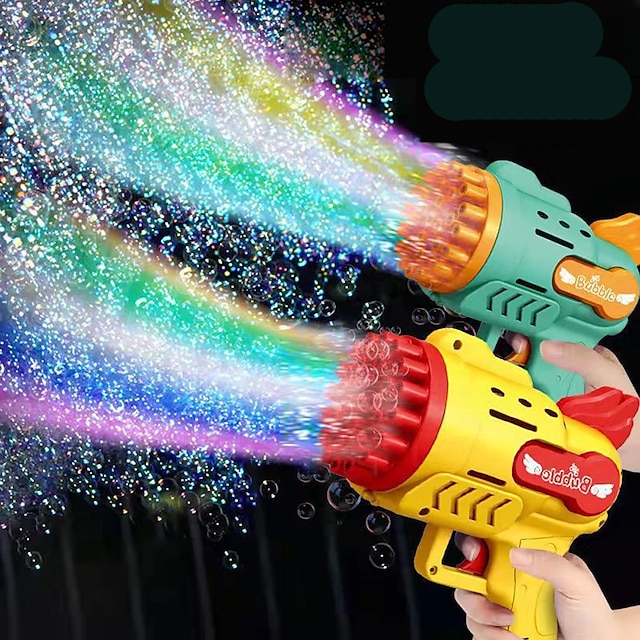  Gatling Bubbles Machine Rocket Bubble Gun 29 Hole Automatic Soap Bubbles Machine Outdoor Toy For Children Birthday Gifts Wedding Party Summer Boys Gift