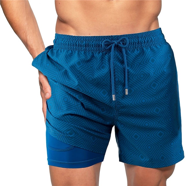 Mens Clothing Mens Bottoms | Mens Classic Style Fashion Active Shorts 3D Print 2 in 1 Drawstring Short Pants Sports Outdoor Casu