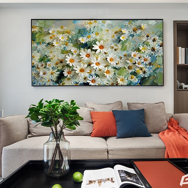 Oil Painting Handmade Hand Painted Wall Art Abstract Flowers Canvas Painting Home Decoration Decor Stretched Frame Ready to Hang 9