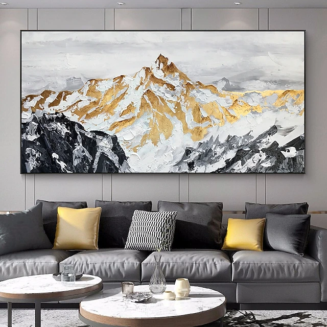 Handmade Hand Painted Oil Painting Wall Art Large Size Contemporary Golden Mountains Home Decoration Decor Rolled Canvas No Frame Unstretched 28