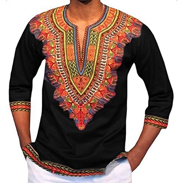  Men's T-shirt Modern African Outfits African Print Dashiki Masquerade Adults T-shirt Party