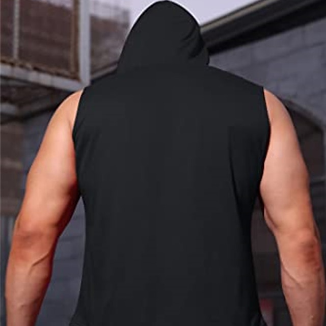  Men's Tank Top Vest Top Undershirt Sleeveless Shirt Solid Color Hooded Street Daily Sleeveless Clothing Apparel Fashion Casual Comfortable