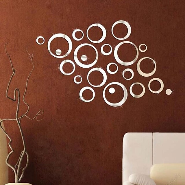 Home & Garden Home Decor | 24Pcs/lot DIY 3D Circles Mirror Wall Sticker Crystal Mural Decal Home Decor Living Room Mirrored Home