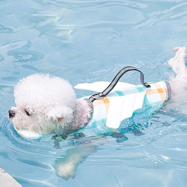  חגורת הצלה לכלבים, אפוד הצלה לכלב ripstop מתכוונן מציל כלבים עם ציפה חזקה וידית הצלה עמידה מציל גור לכלבים קטנים בינוניים גדולים בשחייה בסירה