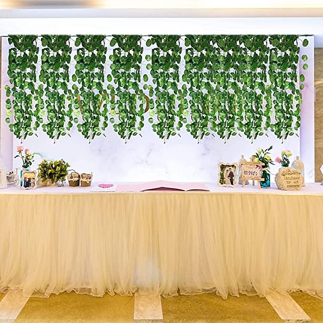 Home & Garden Home Decor | 12Pcs Artificial Vine Foliage 220cm/87 Artifical Leaves Vine Wall Decor Wedding Party Decorative Vine