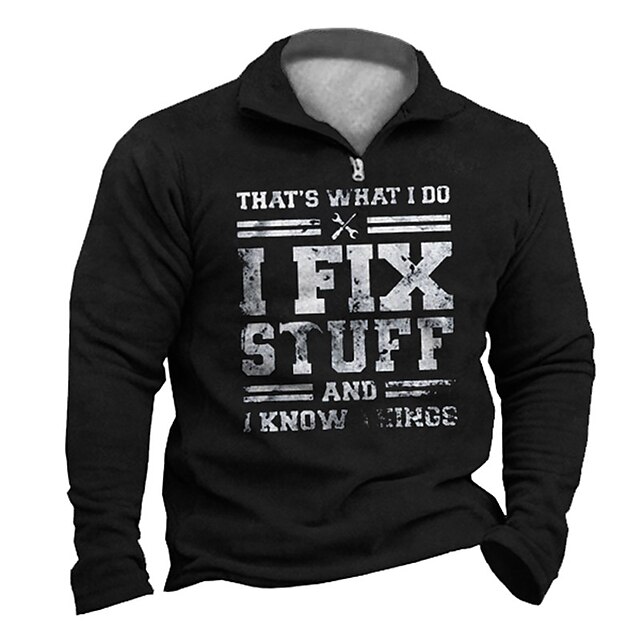 Mens Clothing Mens Hoodies & Sweatshirts | Mens Unisex Zip Up Sweatshirt Pullover Graphic Prints Letter Quarter Zip Print Daily 