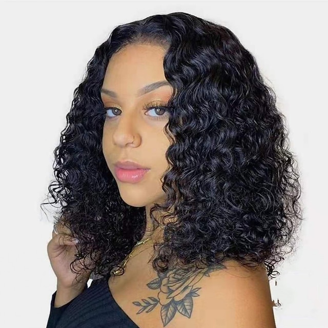 Beauty & Hair Wigs & Hair Pieces | Human Hair 13x4 Lace Front Wig Free Part Brazilian Hair Curly Black Wig 150% Density with Bab