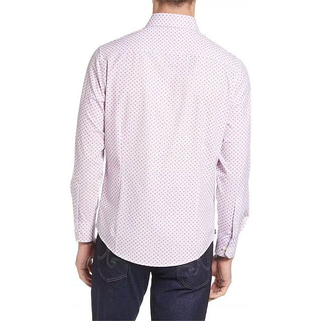 Mens Clothing Mens Shirts | Mens Dress Shirt Polka Dot Turndown Wedding Daily Button-Down Long Sleeve Tops Business Formal Fashi