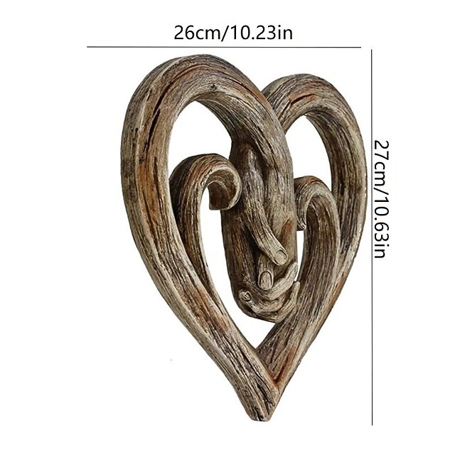 Heart Holding Hands Wall Decor Wooden Sculpture Wall Art Handshake Craft Statue for Home Office