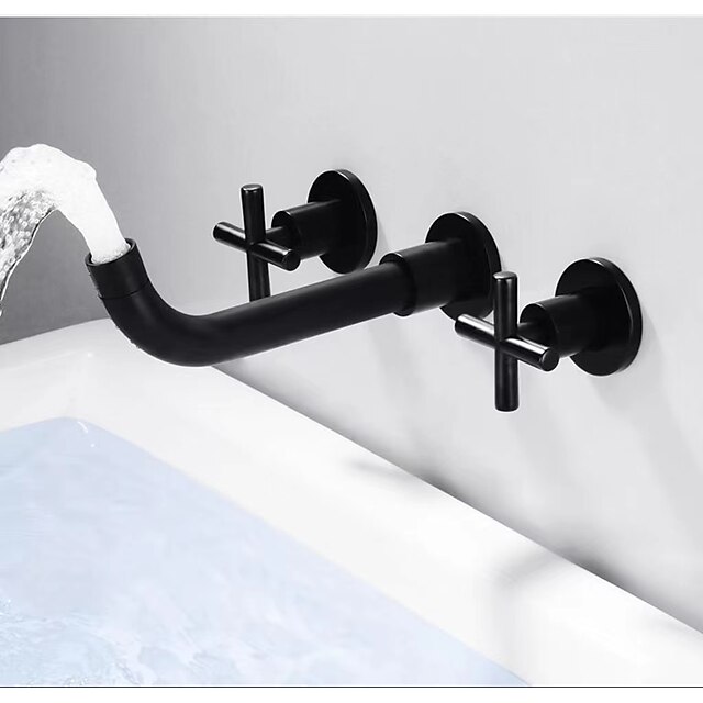 Wall Mount Bathroom Sink Mixer Faucet, Washroom Basin Brushed Gold ...