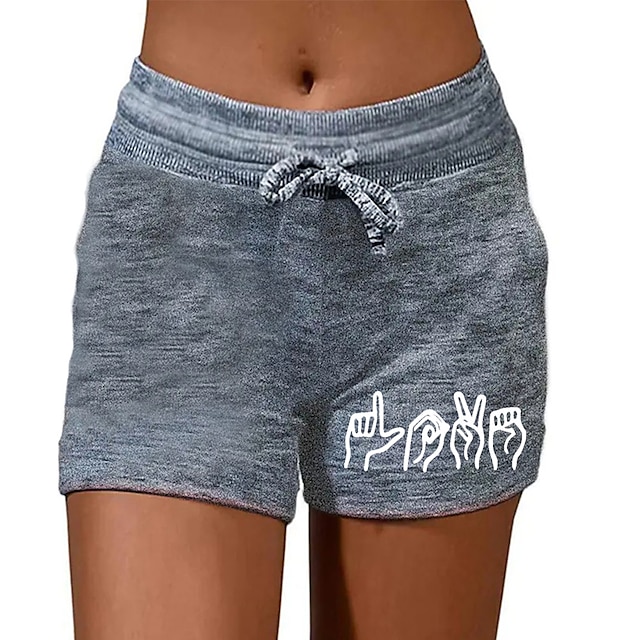 Womens Clothing Womens Bottoms | Womens Casual / Sporty Athleisure Shorts Drawstring Print Short Pants Casual Weekend Micro-elas