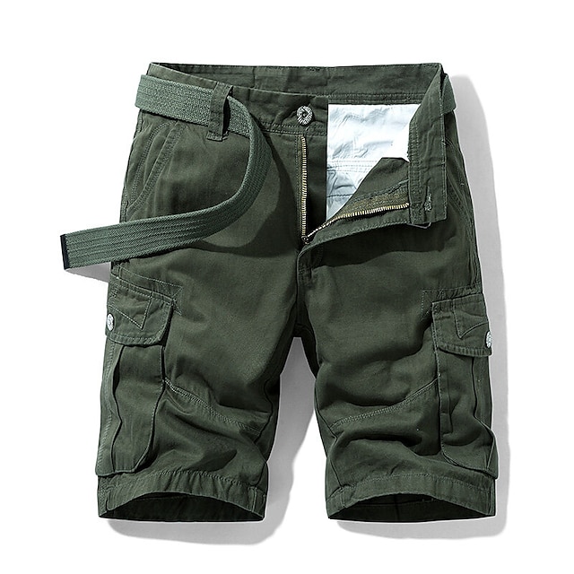 Mens Clothing Mens Bottoms | Mens Cargo Shorts Cargo Shorts Multi Pocket Knee Length Pants Casual Daily Inelastic Solid Color So