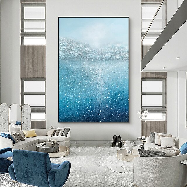 Home & Garden Wall Art | Handmade Hand Painted Oil Painting Wall Art AbstractModern Minimalist Blue Ocean Paintings Home Decorat