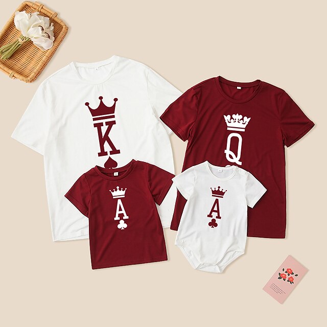 Baby & Kids Matching Outfits | Family Look T shirt Tops Cartoon Letter Causal Print Multicolor Short Sleeve Casual Matching Outf