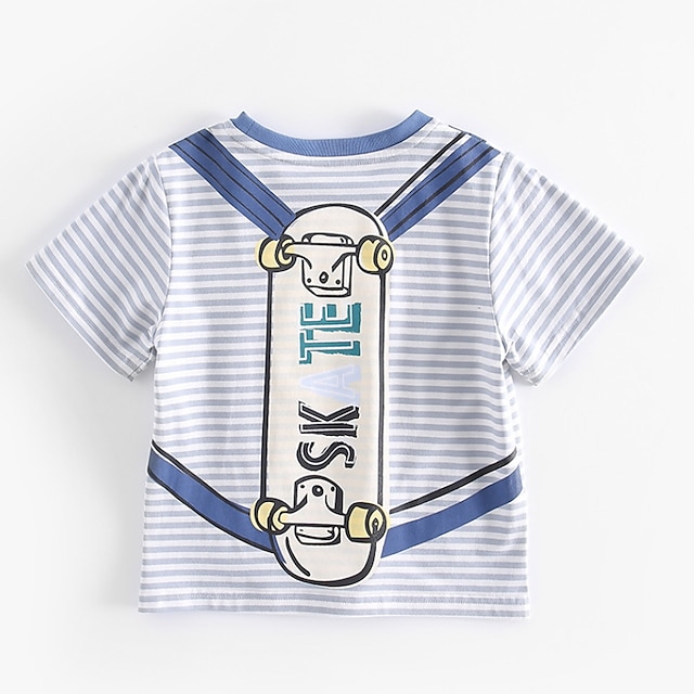 Baby & Kids Boys Clothing | Kids Boys T shirt Short Sleeve Cartoon Stripe Letter White Red Children Tops Spring Summer Active Co