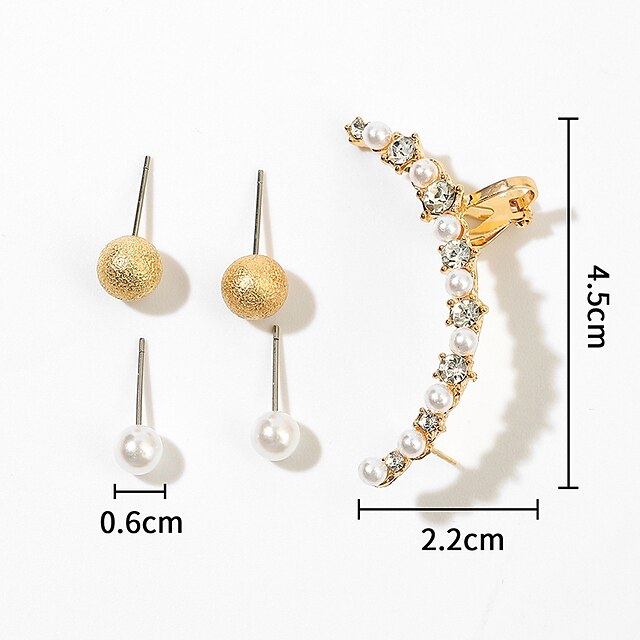 Shoes & Bags Fashion Accessories | 1 set Stud Earrings Ear Cuff For Womens Birthday Street Gift Rhinestone Alloy Classic Fashion