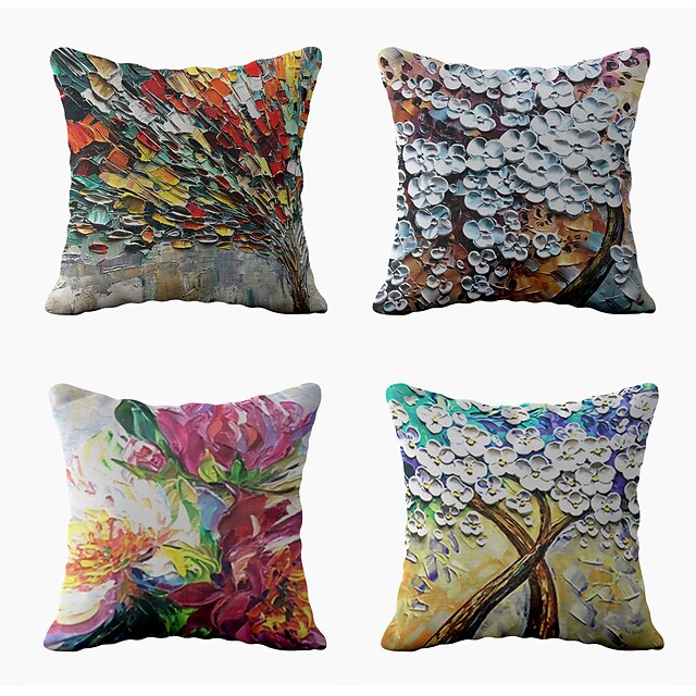 Home & Garden Home Decor | Cushion Cover 4PC Linen Soft Decorative Square Throw Pillow Cover Cushion Case Pillowcase for Sofa Be