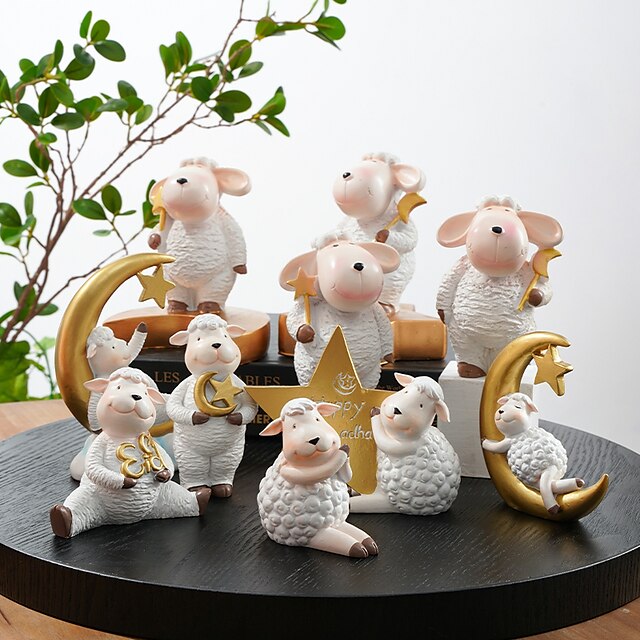 Home & Garden Home Decor | White Eid Lamb Collection Ornament Decorative Objects Resin Modern Contemporary for Home Decoration G