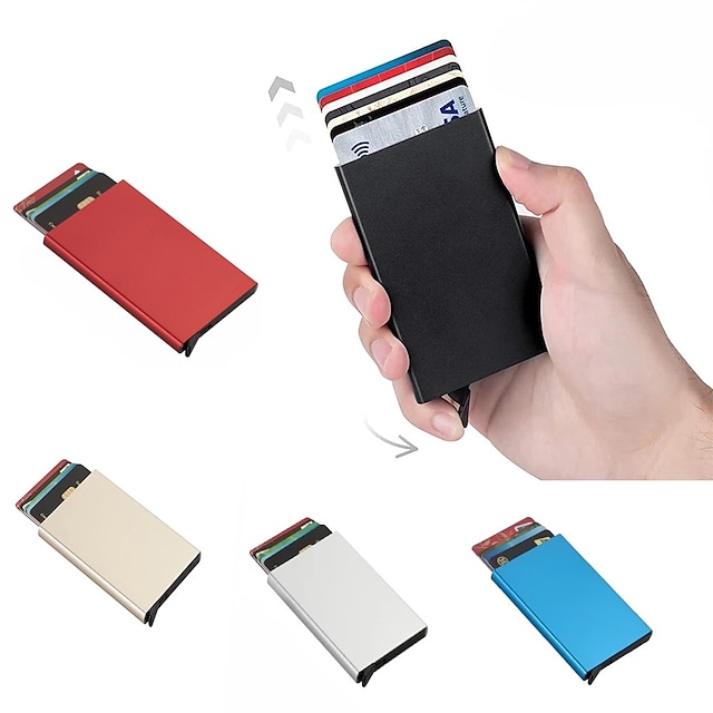  aluminium kartenhalter id rfid kreditkartenhalter automatische pop-up bankkartenbox smart schnellverschluss frauen brieftasche mini auto paket
