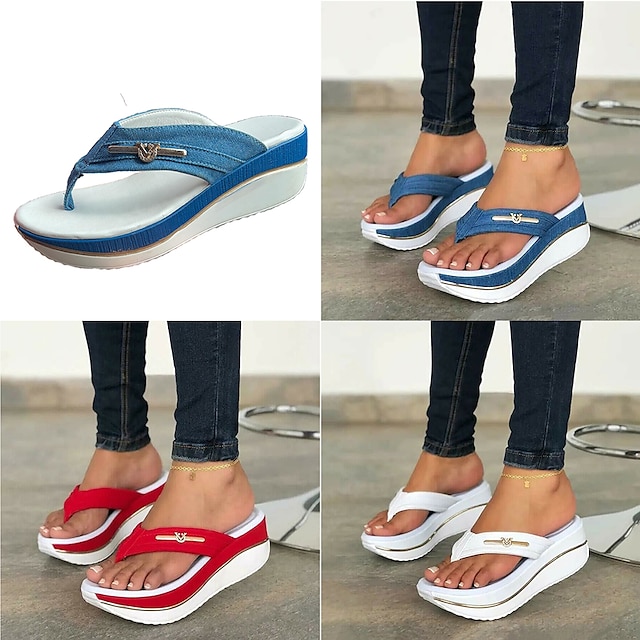 Shoes & Bags Womens Shoes | Womens Sandals Flip-Flops Platform Sandals Platform Open Toe Casual Daily Outdoor Canvas Loafer Summ