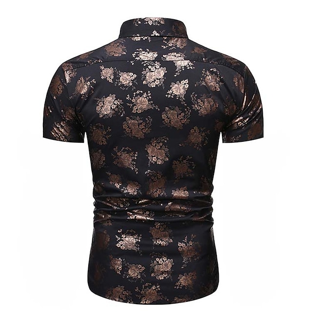 Mens Clothing Mens Shirts | Mens Shirt Graphic Patterned Turndown Street Casual Button-Down Bronzing Short Sleeve Tops Business 