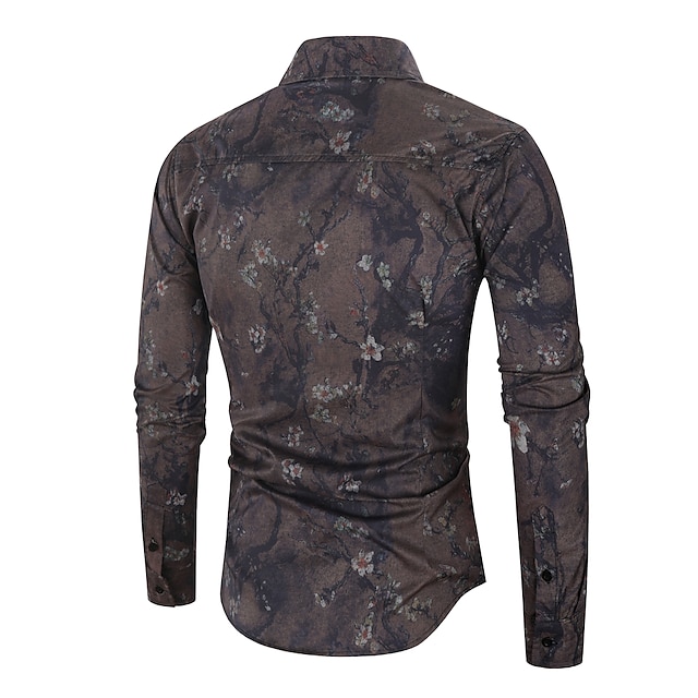 Mens Clothing Mens Shirts | Mens Shirt Floral Geometric Classic Collar Party Casual Print Long Sleeve Tops Ethnic Style Casual W