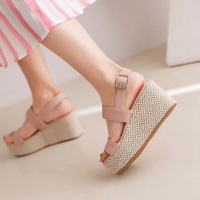 Shoes & Bags Womens Shoes | Womens Sandals Wedge Sandals Wedge Heels Plus Size Wedge Heel Round Toe Casual Preppy Minimalism Dai