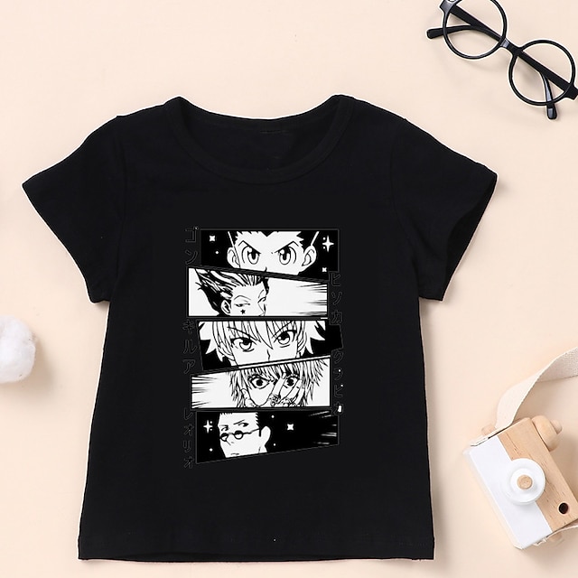 Baby & Kids Boys Clothing | Kids Boys T shirt Short Sleeve 3D Print Anime Crewneck Black Children Tops Spring Summer Active Fash