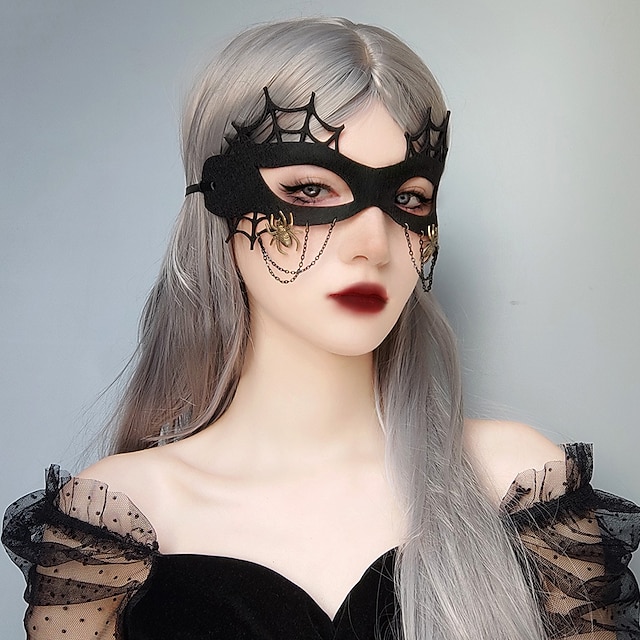  ハロウィンメイク仮面舞踏会セクシーな女性の半分の顔セクシーな王女の女神魔女クモの巣マスク