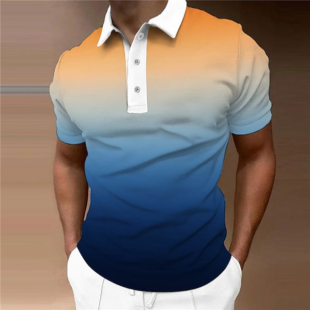  Hombre POLO Camiseta de golf Degradado Cuello Vuelto Rosa Azul Piscina Morado Verde Trébol Impresión 3D Exterior Calle Mangas cortas Estampado Abotonar Ropa Moda Design Casual Transpirable