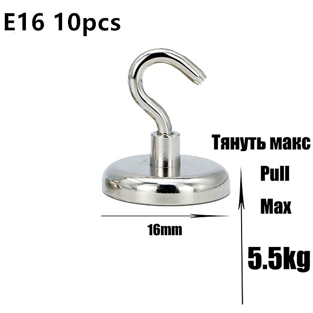  10PCS Strong Neodymium Magnetic Hook Hold Up To 12kg 5Pounds Diameter 20mm Magnets Quick Hook For Home Kitchen Workplace