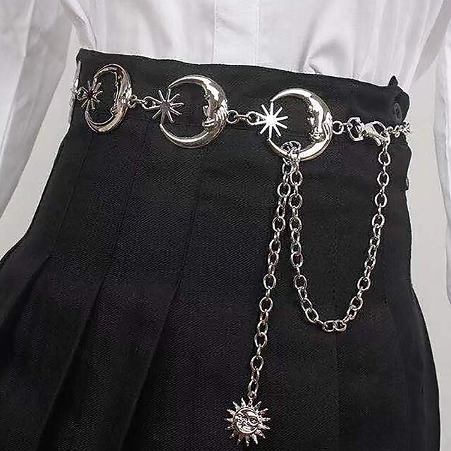 Men's Women's Chain Belt Metal Chain Buckle Free Embossed Casual Classic Party Daily Silver4