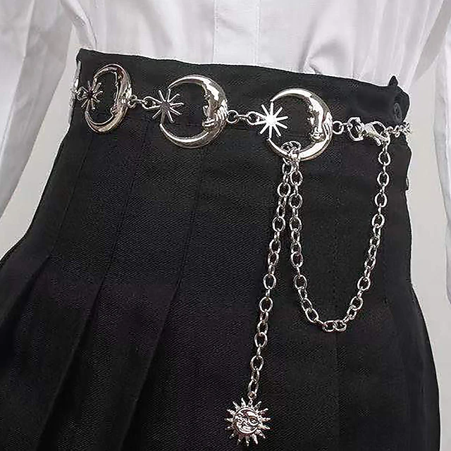 Men's Women's Chain Belt Metal Chain Buckle Free Embossed Casual Classic Party Daily Silver4