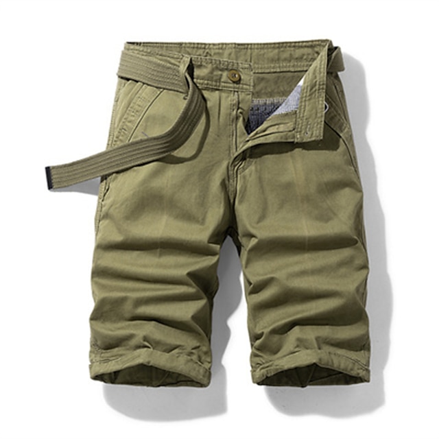 Mens Clothing Mens Bottoms | Mens Casual Shorts Pants Inelastic Solid Color Mid Waist ArmyGreen Black Gray Khaki Dark Blue 30 32