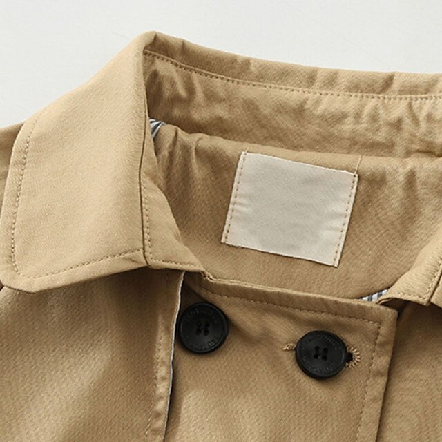 Baby & Kids Girls Clothing | Kids Girls Trench Coat Coat Long Sleeve Khaki Plain Pocket Fall Spring Active Daily 3-13 Years - AT