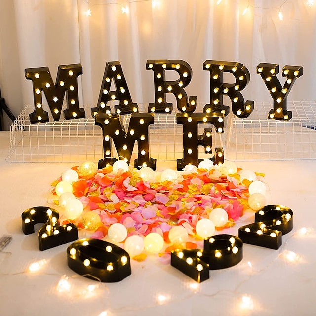  lettere a led luci 26 alfabeto & lampade arabe decorative nere a batteria per feste di matrimonio, compleanno, casa, bar (nero freddo) di nuova concezione
