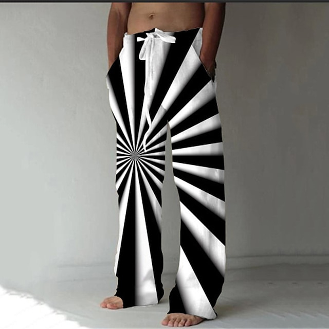  Hombre Pantalones Pantalones de verano Pantalones de playa Diseño de cordón elástico Bolsillo delantero Pierna recta de impresión en 3D Estampados Geometría Comodidad Suave Casual Diario Moda Estilo