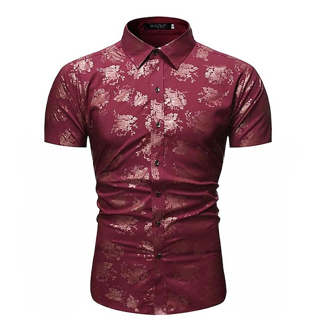 Mens Clothing Mens Shirts | Mens Shirt Graphic Patterned Turndown Street Casual Button-Down Bronzing Short Sleeve Tops Business 