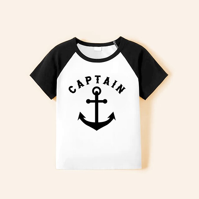 Baby & Kids Matching Outfits | Dad and Son T shirt Tops Graphic Letter Causal Patchwork White Short Sleeve Casual Matching Outfi