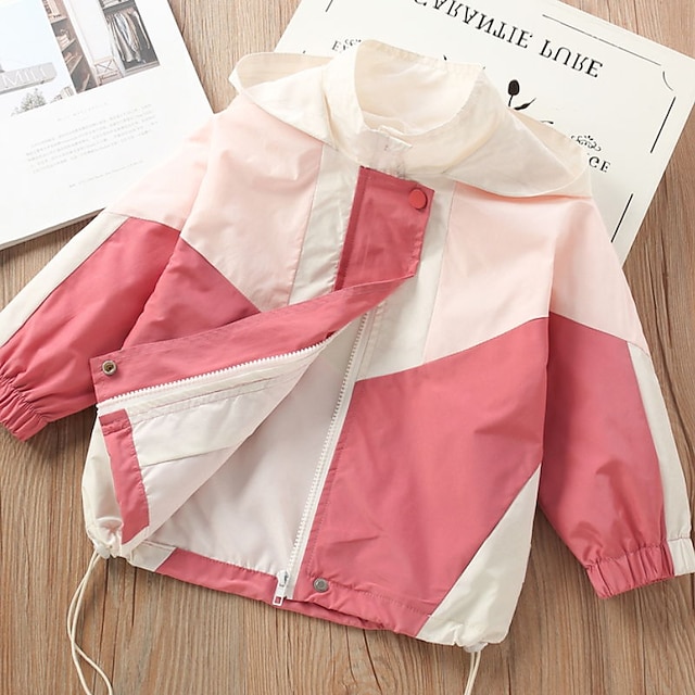 Baby & Kids Girls Clothing | Kids Girls Coat Long Sleeve Pink Plain Zipper Fall Spring Active Daily 2-8 Years - NM91783