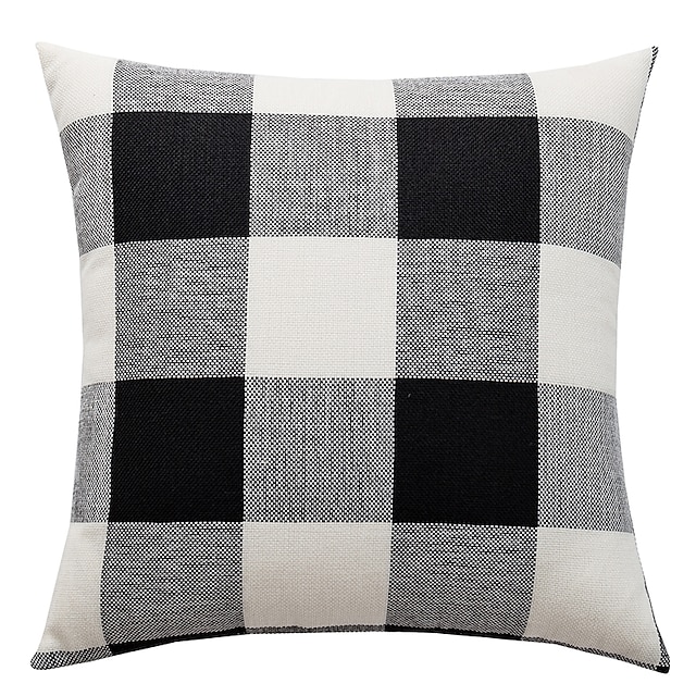 Home & Garden Home Decor | 1 pcs Polyester Pillow Cover Simple Plaid Geometric Modern Square Seamed Traditional Classic - AW3481